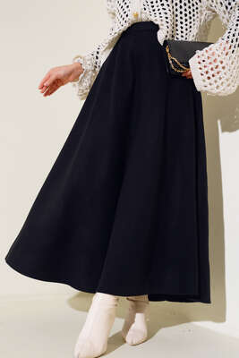 Kaşe Kloş Etek Siyah - Thumbnail