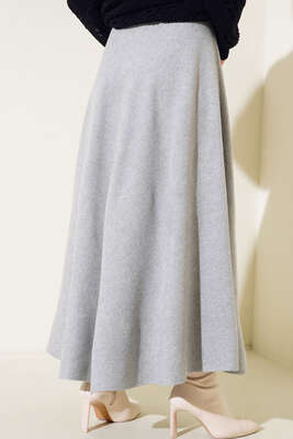 Kaşe Kloş Etek Gri - Thumbnail