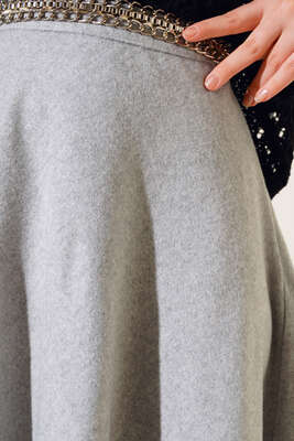 Kaşe Kloş Etek Gri - Thumbnail