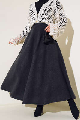 Kaşe Kloş Etek Füme - Thumbnail