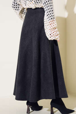 Kaşe Kloş Etek Füme - Thumbnail