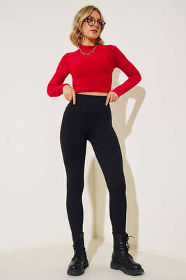 Yarım Boğazlı Bluz Kırmızı - Thumbnail