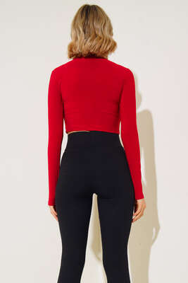 Yarım Boğazlı Bluz Kırmızı - Thumbnail