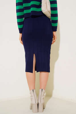 Yırtmaçlı Siyah Kalem Lacivert - Thumbnail