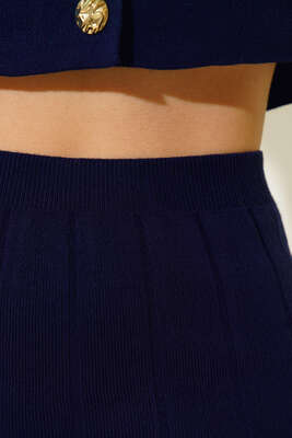 Yırtmaçlı Siyah Kalem Lacivert - Thumbnail