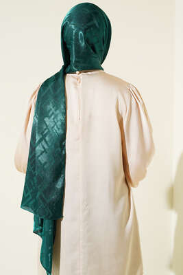 Geometri Desenli Jakar Şal Zümrüt - 78 - Thumbnail