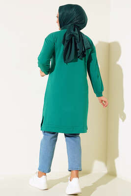 Çımalı Büyük Beden Tunik Zümrüt Yeşili - Thumbnail