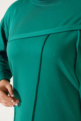 Çımalı Büyük Beden Tunik Zümrüt Yeşili - Thumbnail