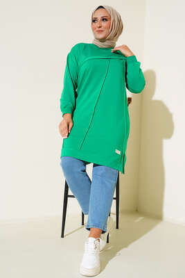 Çımalı Büyük Beden Tunik Yeşil - Thumbnail