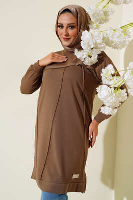 Çımalı Büyük Beden Tunik Taba - Thumbnail