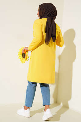 Çımalı Büyük Beden Tunik Sarı - Thumbnail