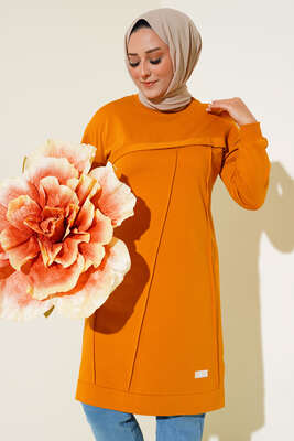 Çımalı Büyük Beden Tunik Hardal - Thumbnail