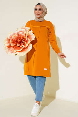 Çımalı Büyük Beden Tunik Hardal - Thumbnail