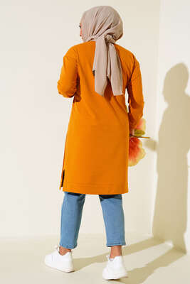Çımalı Büyük Beden Tunik Hardal - Thumbnail