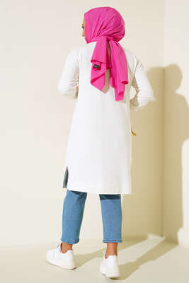 Çımalı Büyük Beden Tunik Ekru - Thumbnail