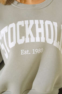 Üç İplik Kısa Sweatshirt Gri - Thumbnail