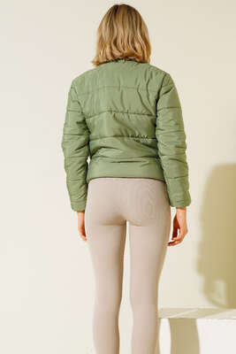 Etek Ucu Lastikli Şişme Mont Yeşil - Thumbnail