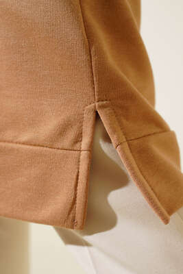 Arma Detaylı Uzun Tunik Latte - Thumbnail