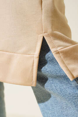 Arma Detaylı Uzun Tunik Bej - Thumbnail