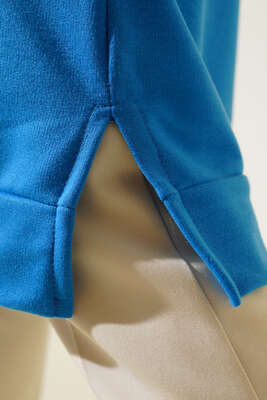 Arma Detaylı Uzun Tunik İndigo - Thumbnail