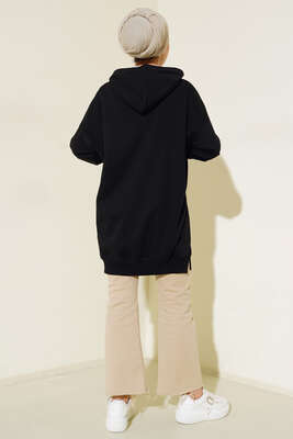 Paraşüt Cepli Kapüşonlu Tunik Siyah - Thumbnail