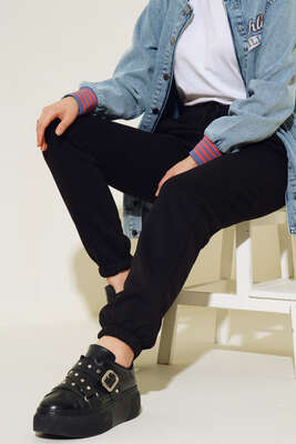 Üç İplik Jogger Pantolon Siyah - Thumbnail