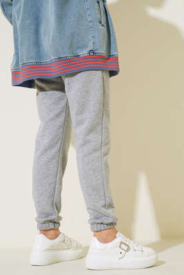 Üç İplik Jogger Pantolon Gri - Thumbnail