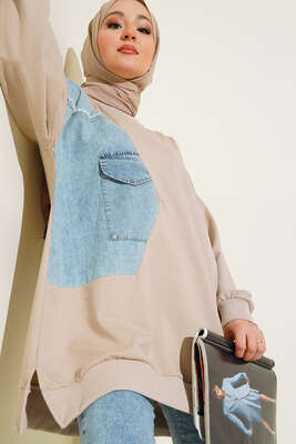 Kot Garnili Tunik Bej - Thumbnail