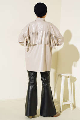 Saçaklı Deri Gömlek Taş - Thumbnail