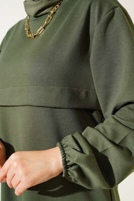 Yırtmaçlı Uzun İkili Takım Haki - Thumbnail