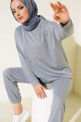 Pazarium - Arma Detaylı İkili Takım Gri