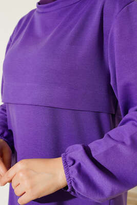 Yırtmaçlı Uzun İkili Takım Mor - Thumbnail