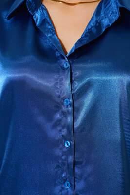 Saten Gömlek Petrol - Thumbnail