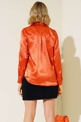 Saten Gömlek Oranj - Thumbnail