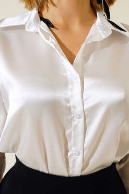 Saten Gömlek Beyaz - Thumbnail