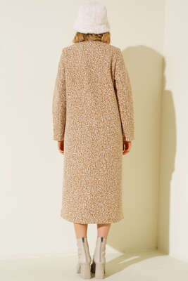 Uzun Buklet Kaban Latte - Thumbnail