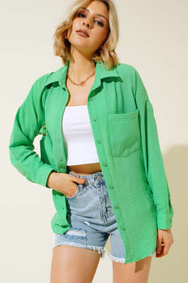 Pazarium - Keten Tek Cepli Gömlek Benetton