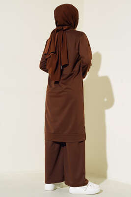 Armalı Bol Paça İkili Takım Kahve - Thumbnail