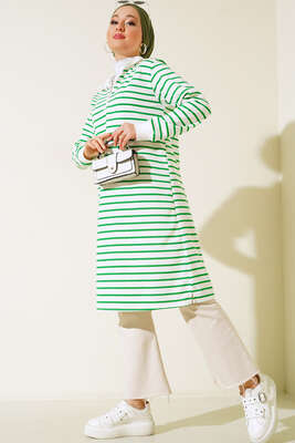 Dik Yaka Çizgili Tunik Benetton - Thumbnail