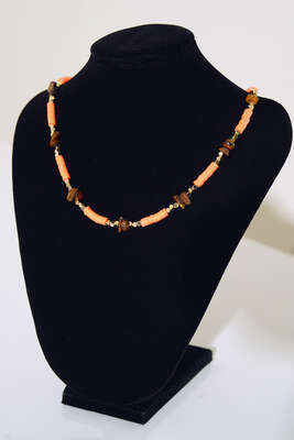 Renkli Boncuklu Kolye Turuncu - Thumbnail