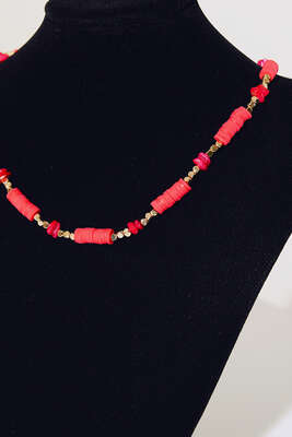 Renkli Boncuklu Kolye Nar Ç. - Thumbnail