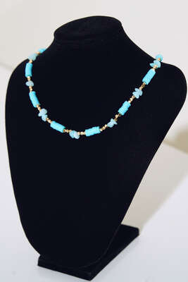 Renkli Boncuklu Kolye Mavi - Thumbnail