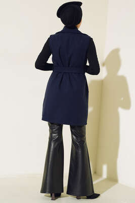 Cepli Kaşe Yelek Lacivert - Thumbnail