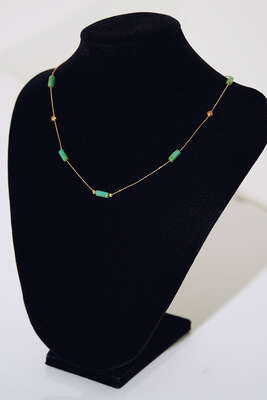 Boncuk Dikdörtgen Kolye Yeşil - Thumbnail