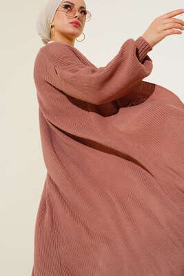 Balon Kol Triko Hırka Pudra - Thumbnail