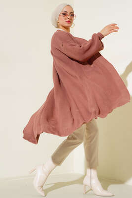 Balon Kol Triko Hırka Pudra - Thumbnail