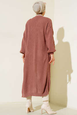 Balon Kol Triko Hırka Pudra - Thumbnail