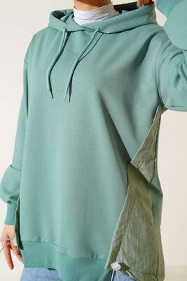 Garnili Kapüşonlu Tunik Çağla Yeşili - Thumbnail
