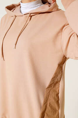 Garnili Kapüşonlu Tunik Camel - Thumbnail
