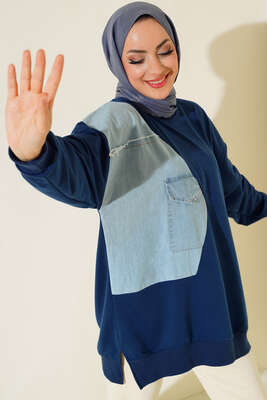 Kot Garnili Tunik Lacivert - Thumbnail